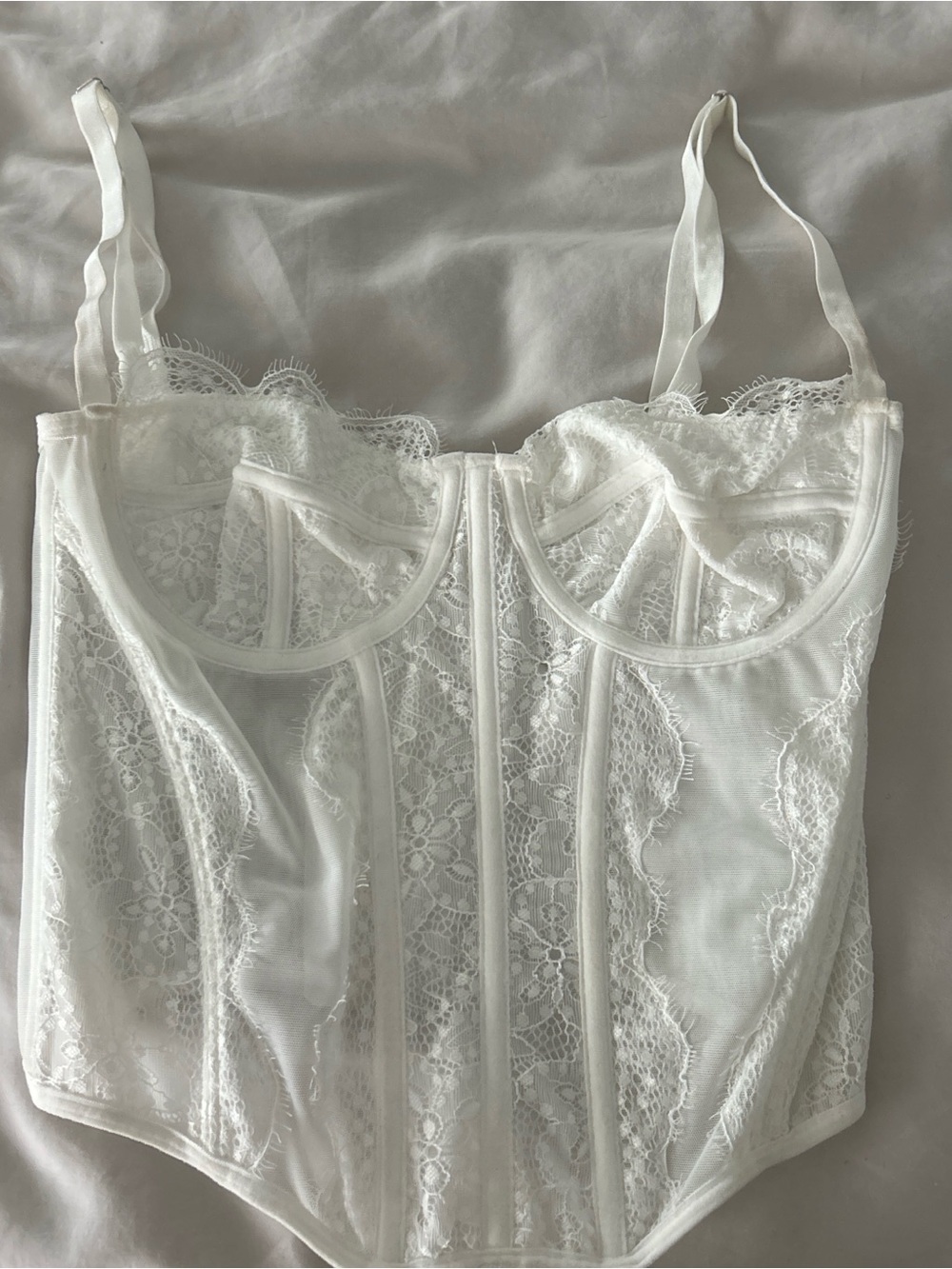 Amazon White Lace Longline Bustier Top